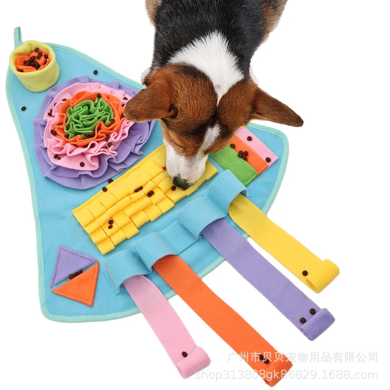 Pet Sniffing Mat Dog Toy Airplane-Shaped Puzzle Food-Dispensing Stress-Relief Play Training Interactive Game