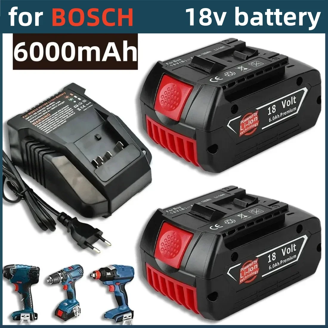 

100% Original 18V 6.0/8.0/10ah Rechargeable Lithium Ion Battery for Bosch 18V 6.0A Backup Battery Portable Replacement BAT609