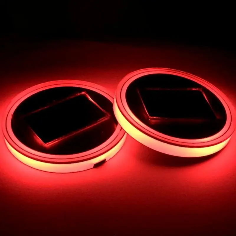 

Cup Holder Lights For Car 2 Pieces Light Up Cup Holder Insert 7 Colors Changing Mug Pad For Water Bottles Truck Road Trips Night