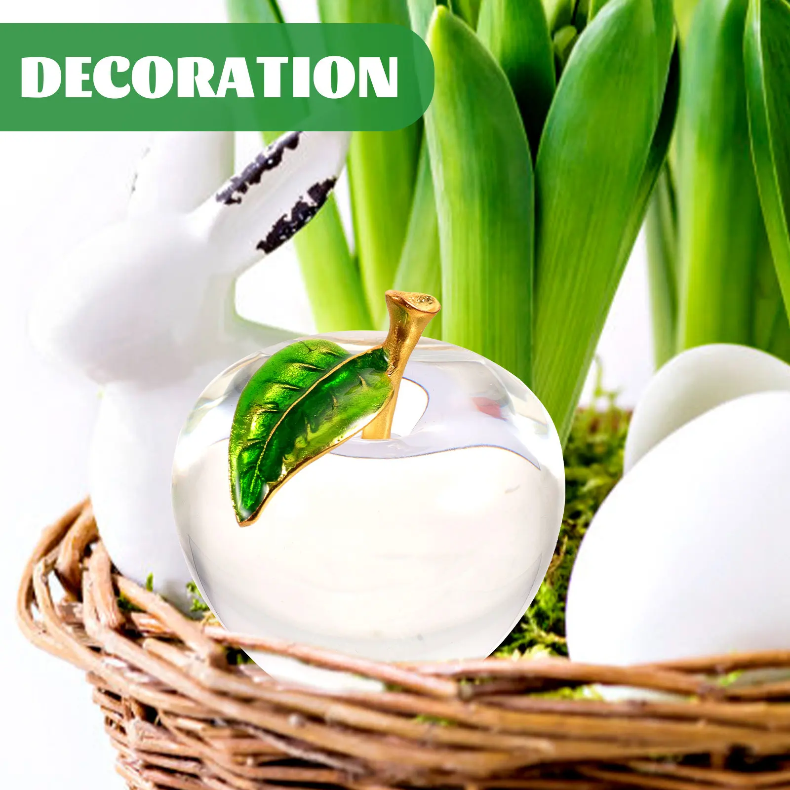 Desktop Crystal Apple Ornament Lifelike Simulated Apple Decoration Home Office Living Room Tabletop Crystal Craft Artistic Decor