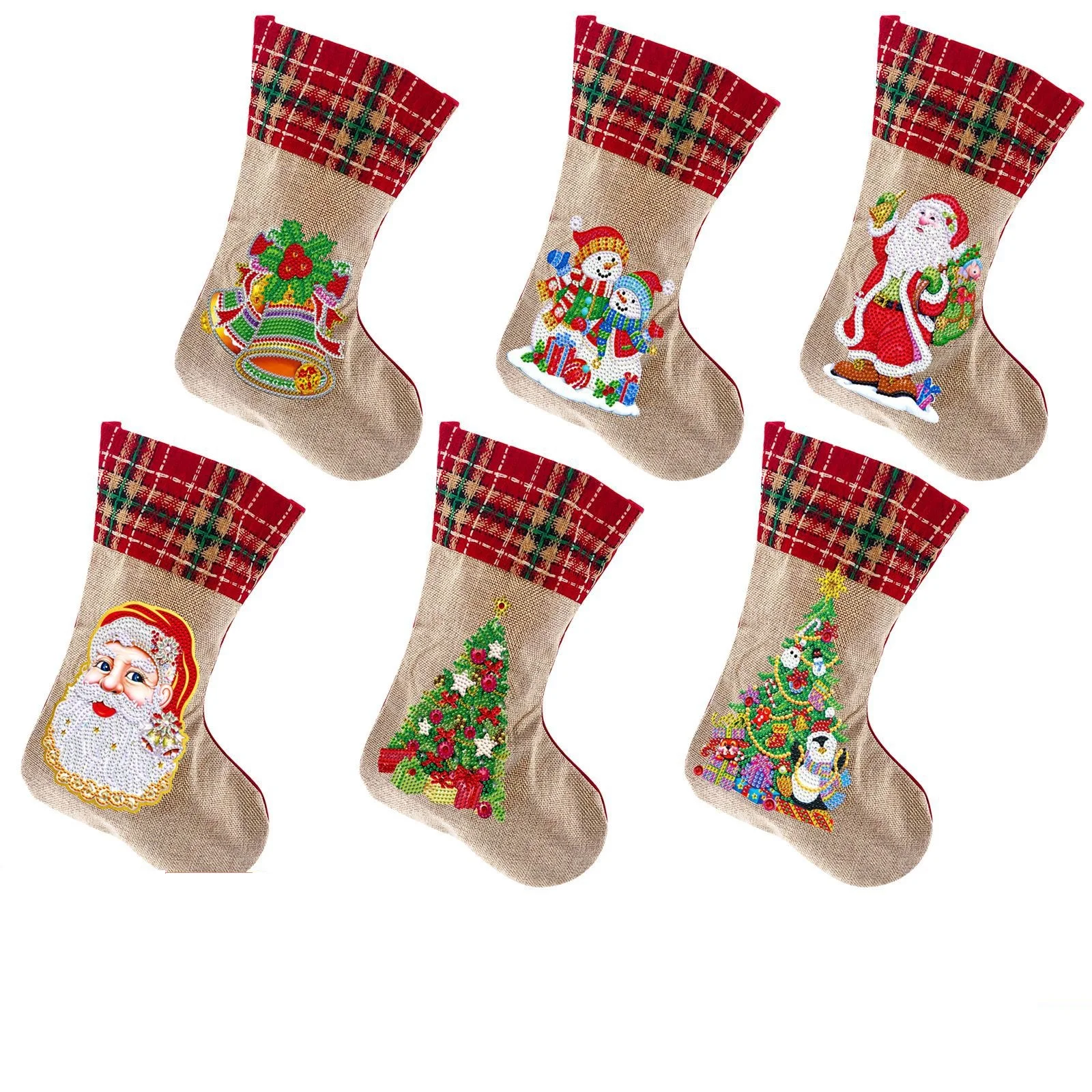 

Diamond Painting DIY Christmas Stockings Handiwork Sticking Drills Christmas Candy Bags Gift