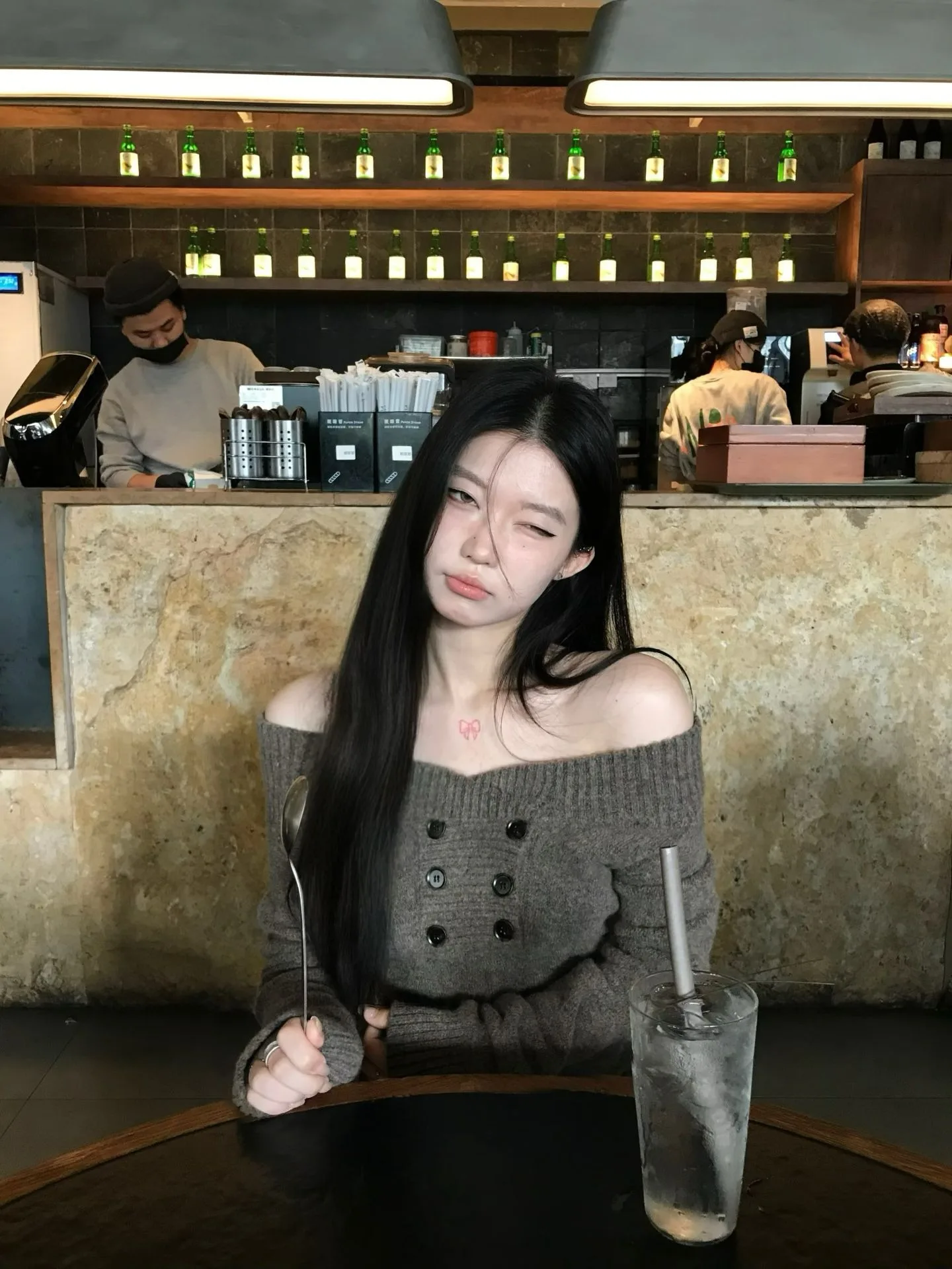 

ay Вязаный свитер на одно плечо, женский базовый слой, корейский свитер для поездок на работу Faion, облегающий длинный свитер на пуговицах