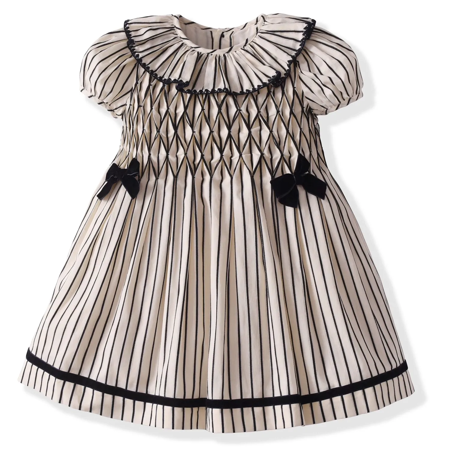 2025 Baby Girls Dress Short Sleeve Thin Striped Cotton Summer Outfits Bow Girls Clothes Matching Summer Unisex Casual Simple