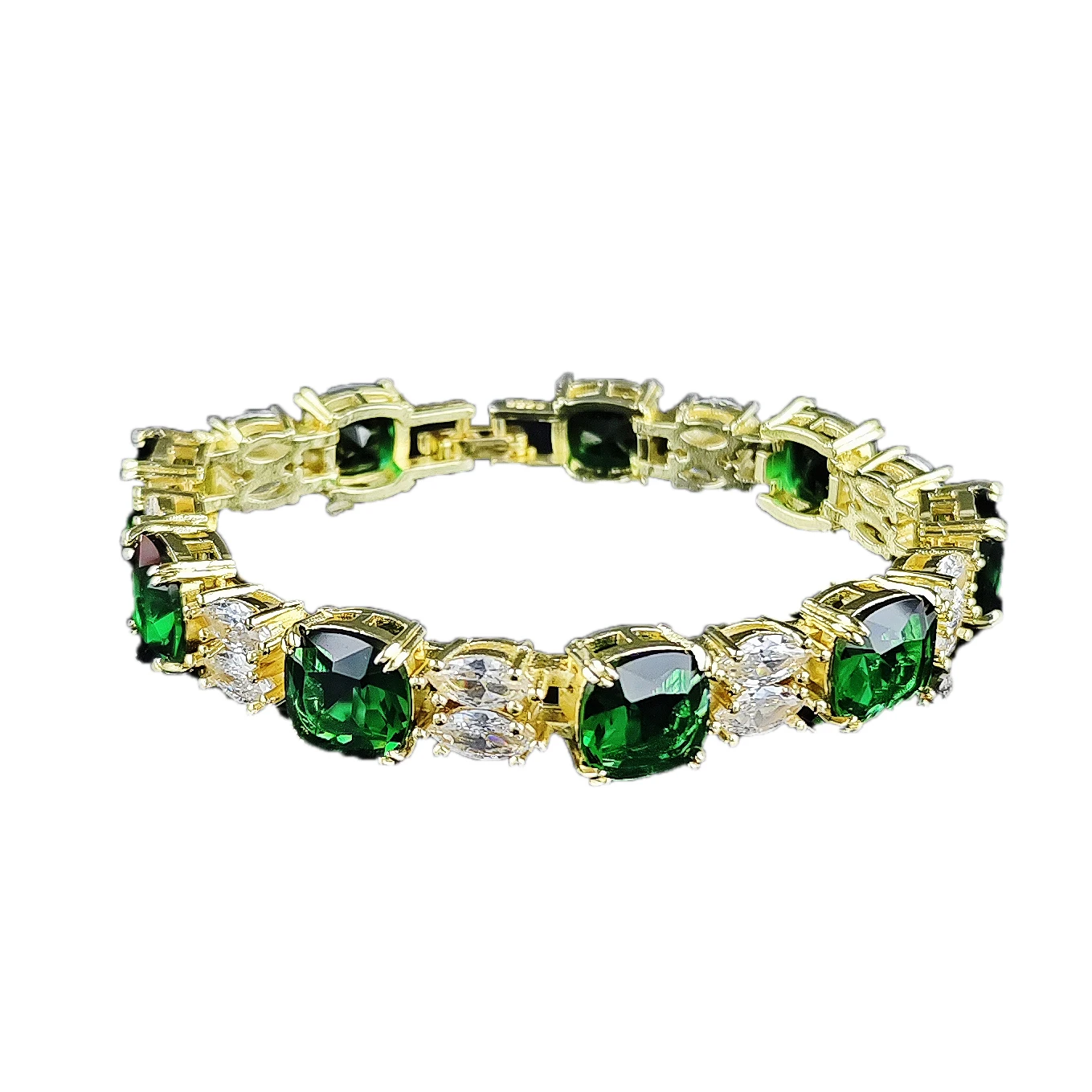 2024 New Green Color Princess Bracelet Bangle for Women Anniversary Gift Jewelry Wholesale S7985