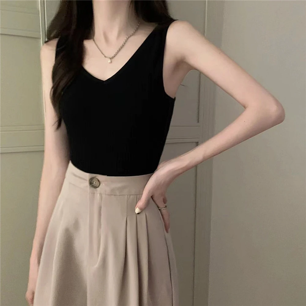 For Daily Wear Pure Color Women Vest Fashionable Vest Sleeveless Top Brand New Soft Plush Material All-season Wear