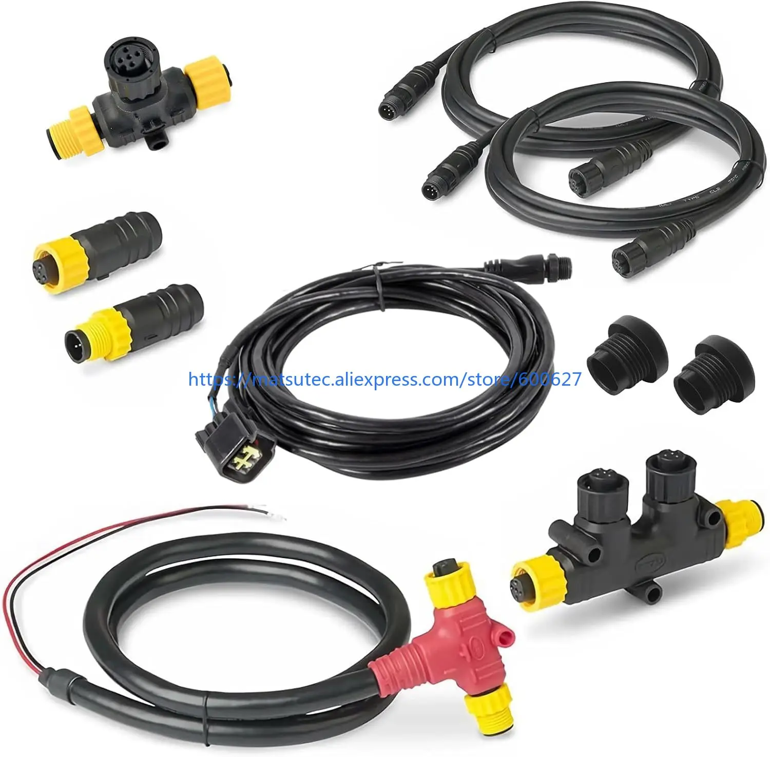 NMEA 2000 Starter Kit and Engine Interface Cable for Yamaha Outboard Engine 2006-2023 Bundle, Dual Tees Kits Terminators Marine