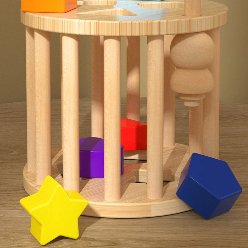 2-in-1-Montessori-Puzzle für die Früherziehung für Kleinkinder, stabile Holzkonstruktion, Baby-Kleinkind-Geometrieform