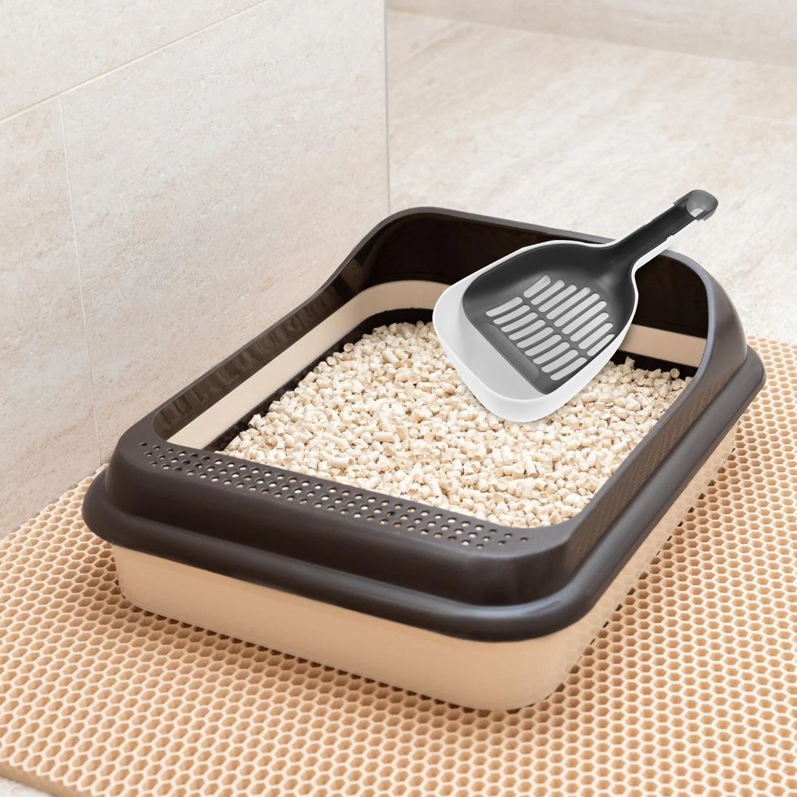 

1 Set Cat Shovel Large Capacity Sifting Design For Pet Waste Cleaning Portable Plastic Litter Box Scooper Multi-Functional Cat