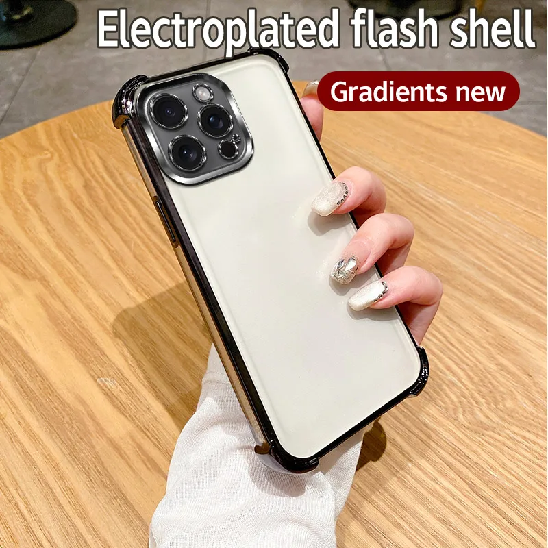 Funda transparente galvanizada de lujo para iPhone, cubierta trasera chapada suave, protección de Airbag para iPhone 16, 15, 14 Plus, 13, 12, 11 Pro Max
