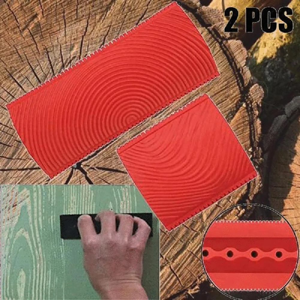Juego de Herramientas de grano de madera para pintura, juego de pinceles de goma para pintura de pared, 1set
