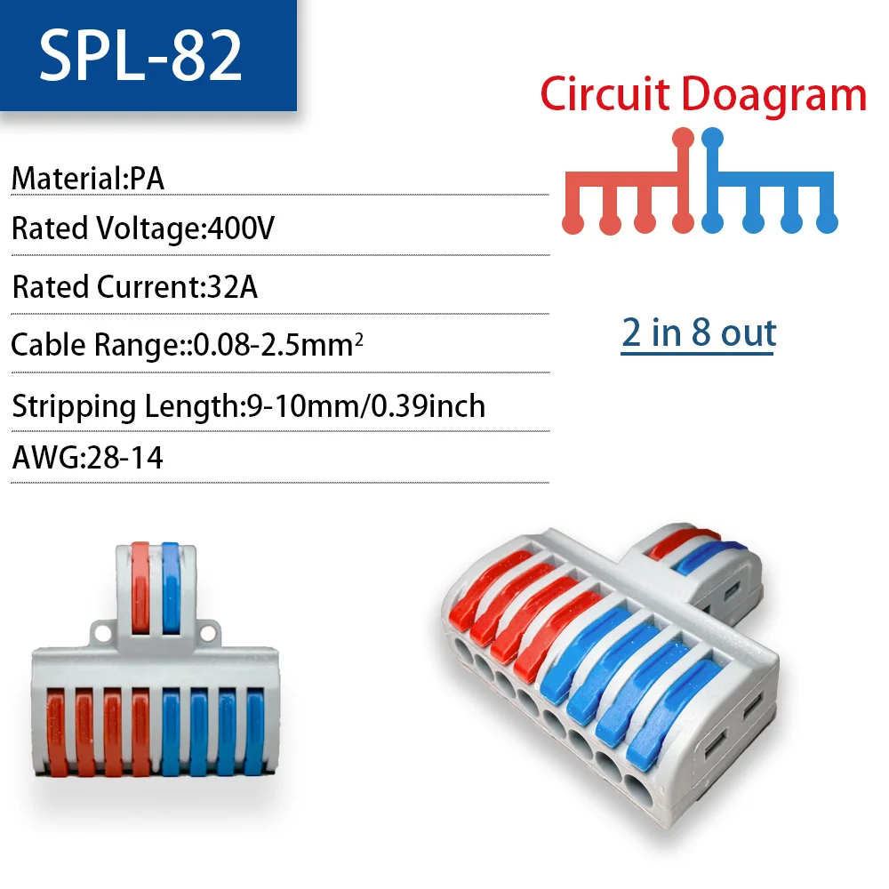 Universal Fast Wire Connector Set - 1/5/10 Push-in Electrical Terminal Block for Splicing Wiring Cable Connections
