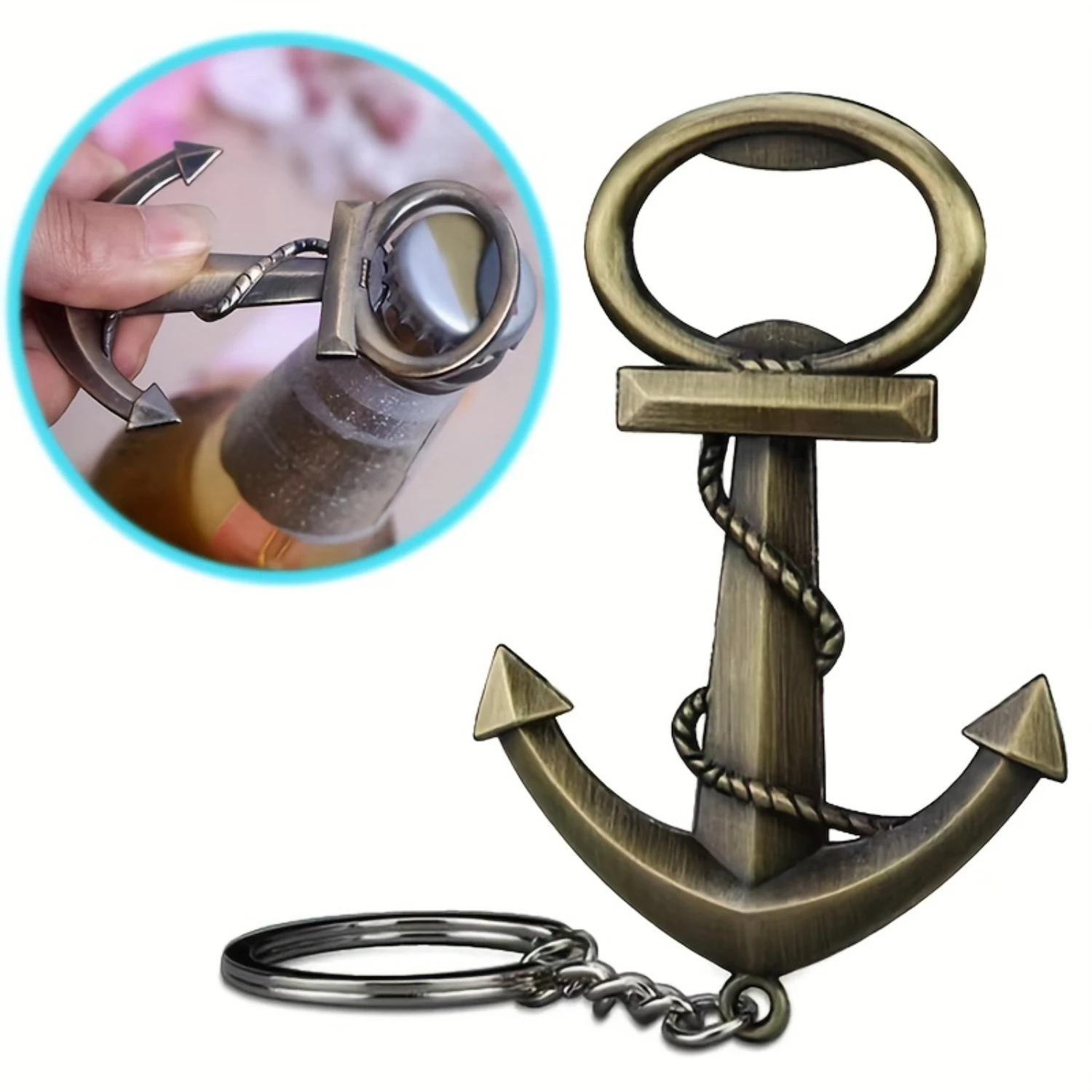 1pc, Anchor Bottle Opener Keychain, Vintage Metal Anchor Shape Beer Opener Keyring, Birthday Gift, Party Favor, Kitchen Gadgets,