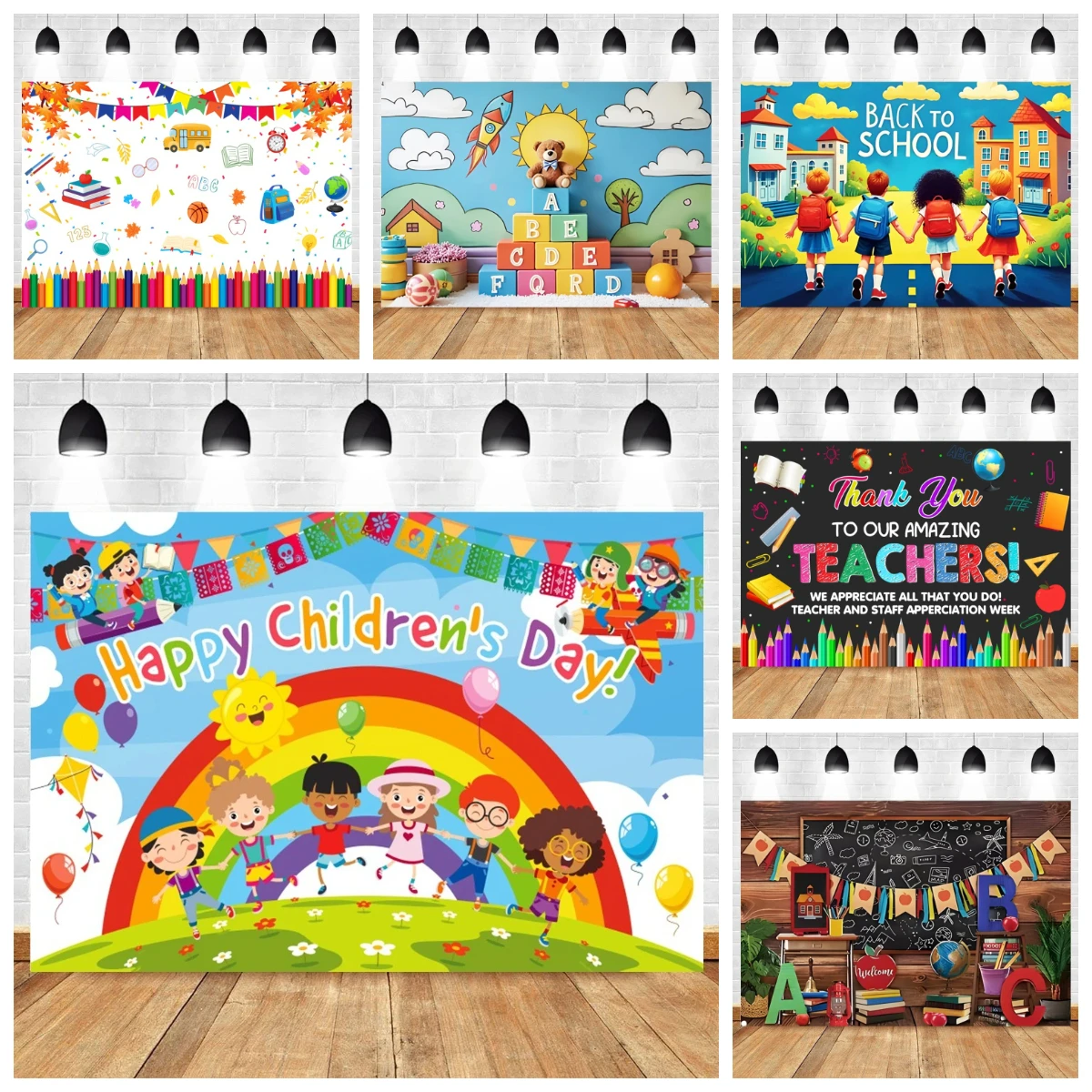 Kindergarten Back To School Photography Background World Globe Bookshelf Chalkboard Pencil Classroom Children Photo Backdrop