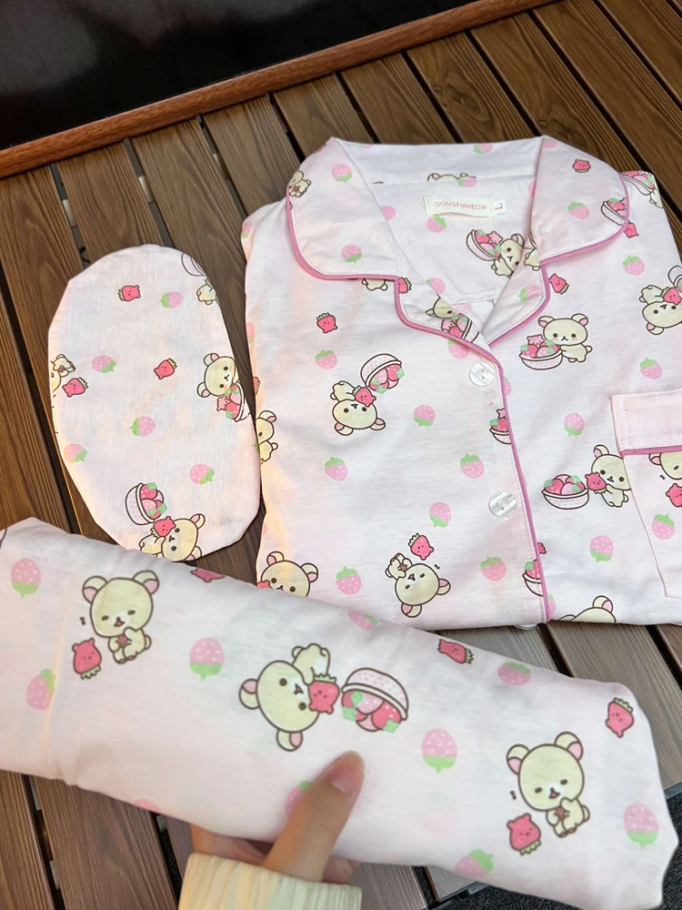 

Luengxiong Pure Cotton Pajamas Women's ort Sve Summer Home Clothes Set Cartoon Print Large Size Comfortable Spwear