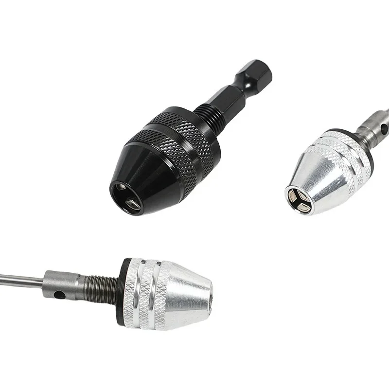 3 Jaw Self Centering Twist Drill Chuck 0.3-6.5mm Quick Change Hex Shank for 3.6V Electric Grinder Woodworking Drill Bit Holder T view 4
