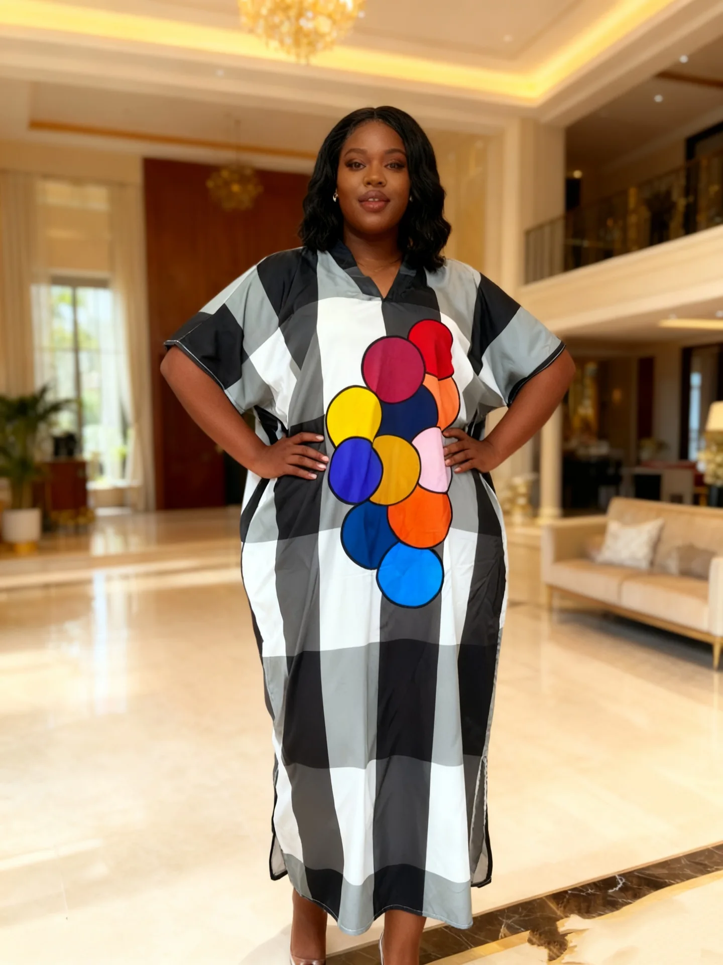 2026 vestidos africanos de talla grande para mujer primavera otoño africano con cuello en V media manga boda fiesta vestido largo de noche batas