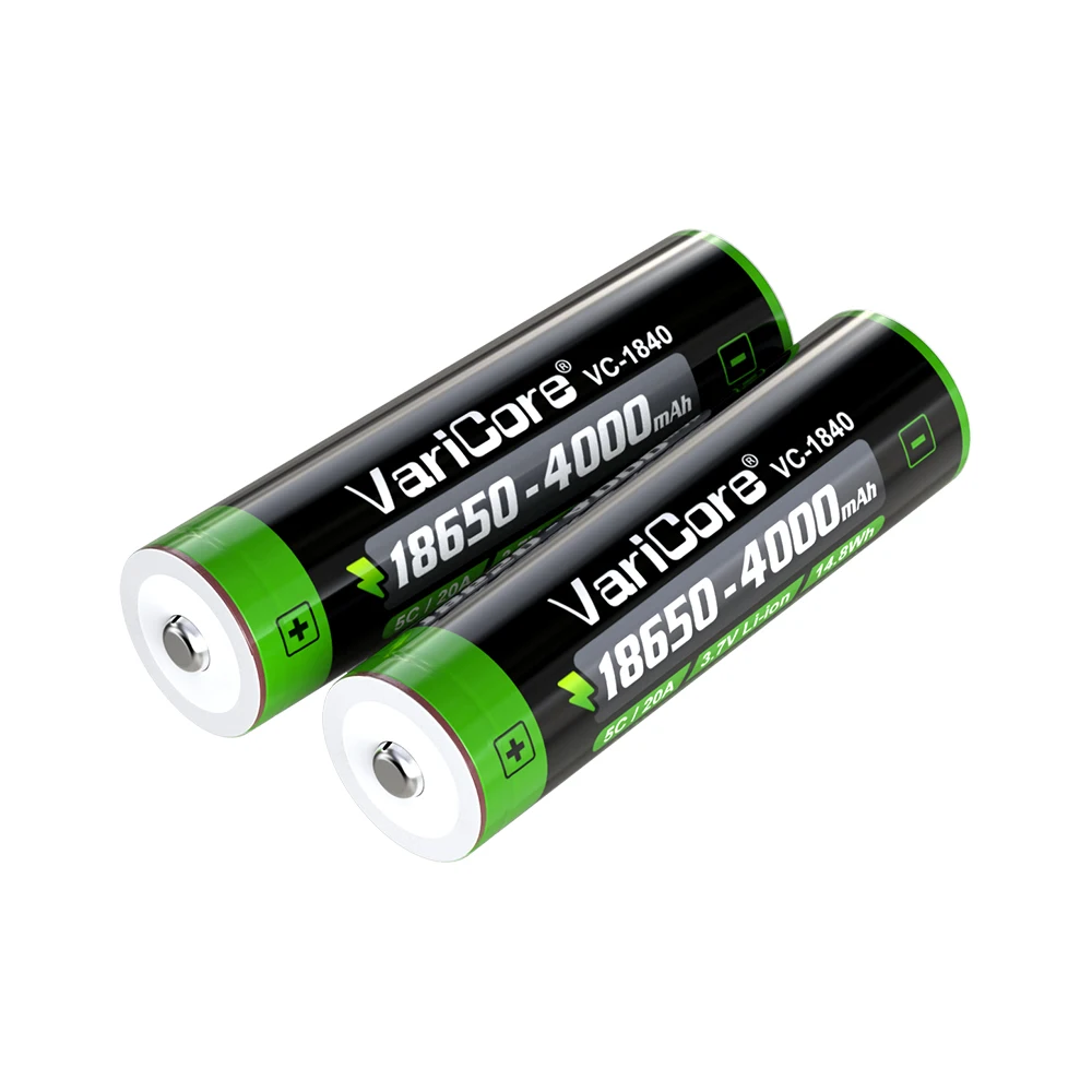 VariCore VC-1840 3,7 В литий-ионный аккумулятор 18650 4000 мАч 20 А разрядные аккумуляторы для фонарика портативный внешний аккумулятор