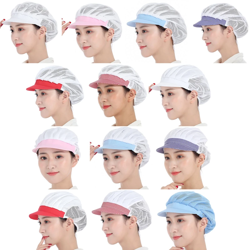 Health Service Uniform Hats Dustproof Working Hat Unisex Breathable Mesh Hair Cover Hygienic Cap Hotel Kitchen Restaurants Caps