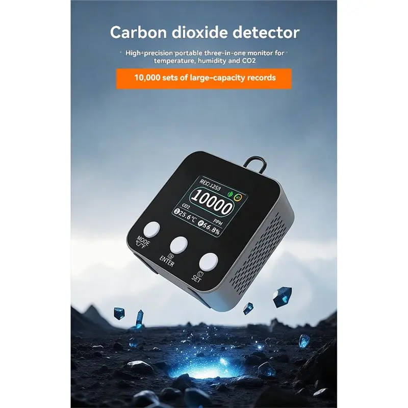 F-F Data Logger With Export Capabilities Carbon Dioxide Detector, Temperature Humidity And CO2 Portable Monitor