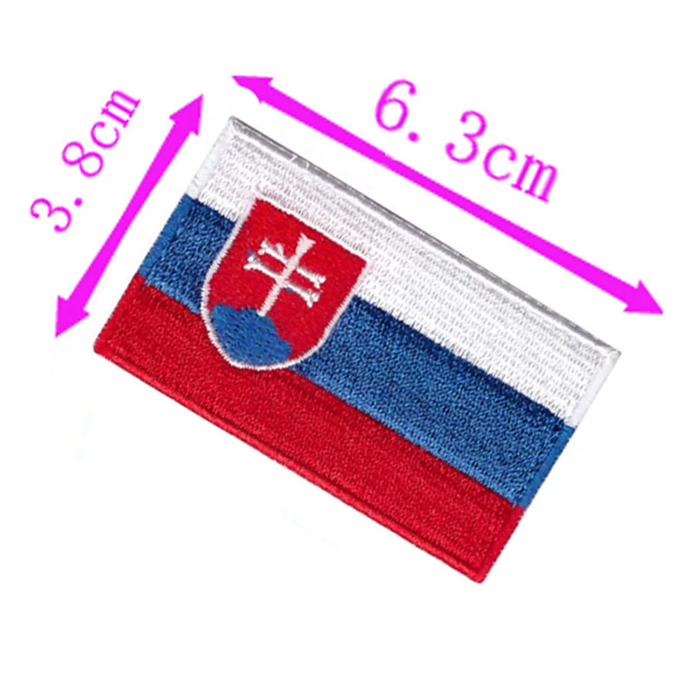 1pc Slovakia Country Flag Embroidery Patch 6.3cm Wide High Quality Iron On Sew On Backing/Hand Craft/Applique/Hot Cut