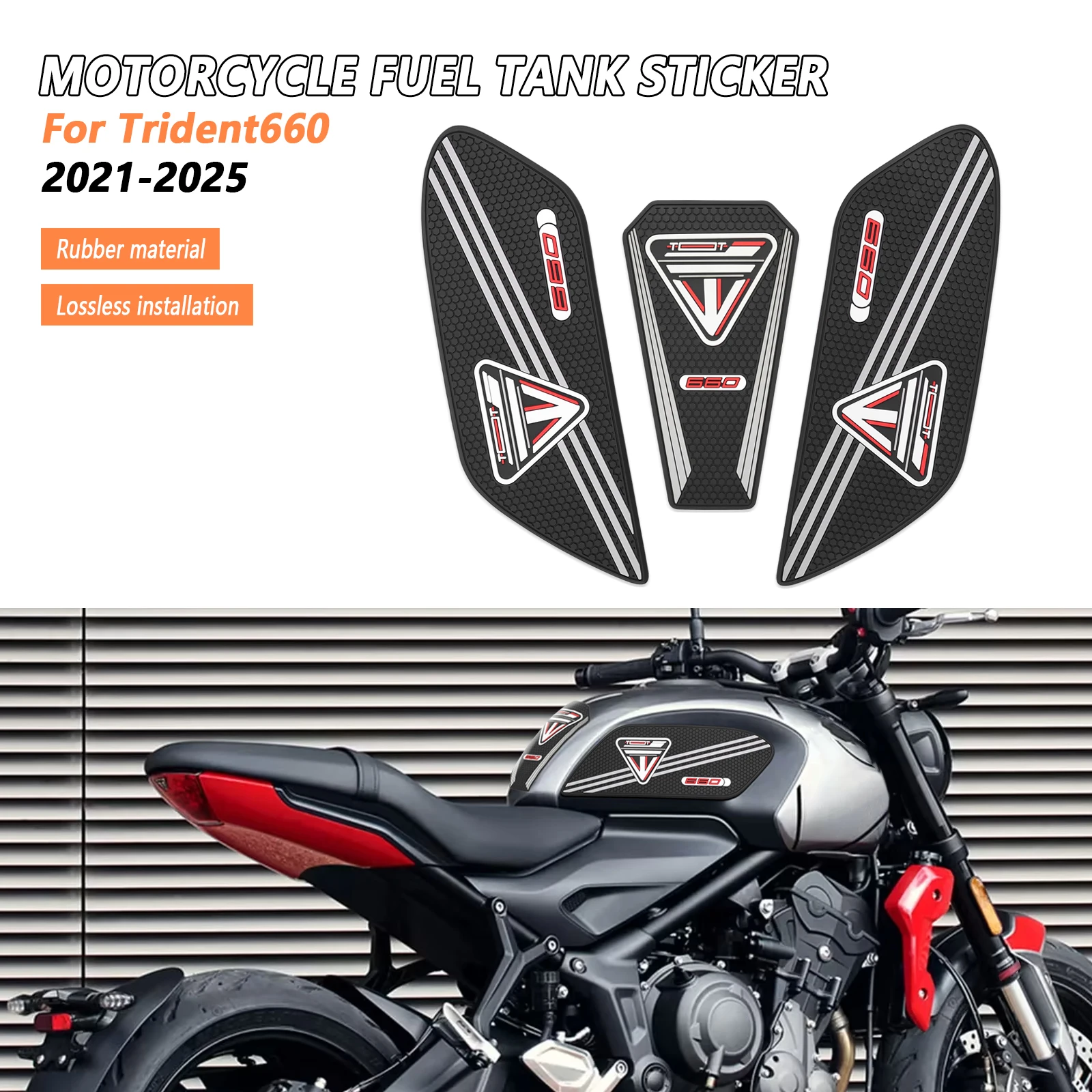 

For Trident 660 2021 2022 2023 2024 2025 new motorcycle fuel tank pad fuel tank traction pad side fuel tank sticker