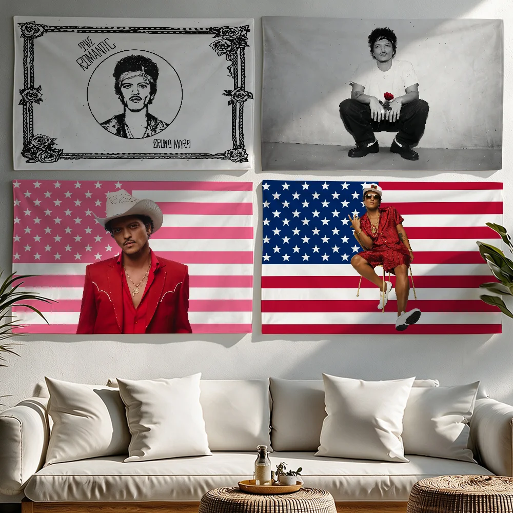 American Singer B-Bruno Mars The Romantic flag Tapestries Outdoor Parties Bedrooms Living Rooms Dorm Rooms Wall Decor Banners