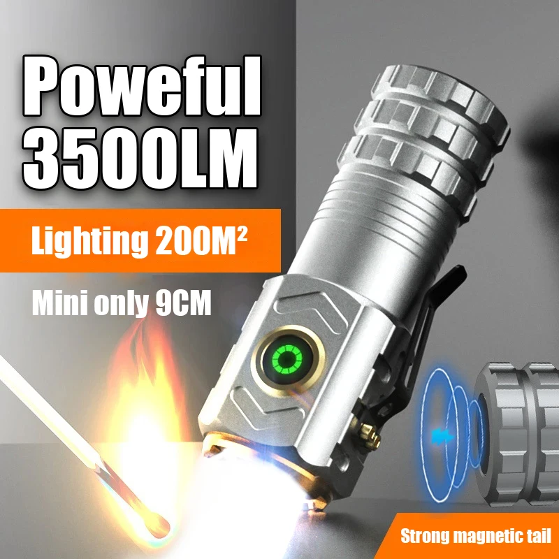 New Ultra Powerful Flashlight 3 Core LED Mini Tactical Flashlight USB Rechargeable High Power LED Torch With Magnet Hand Lamp