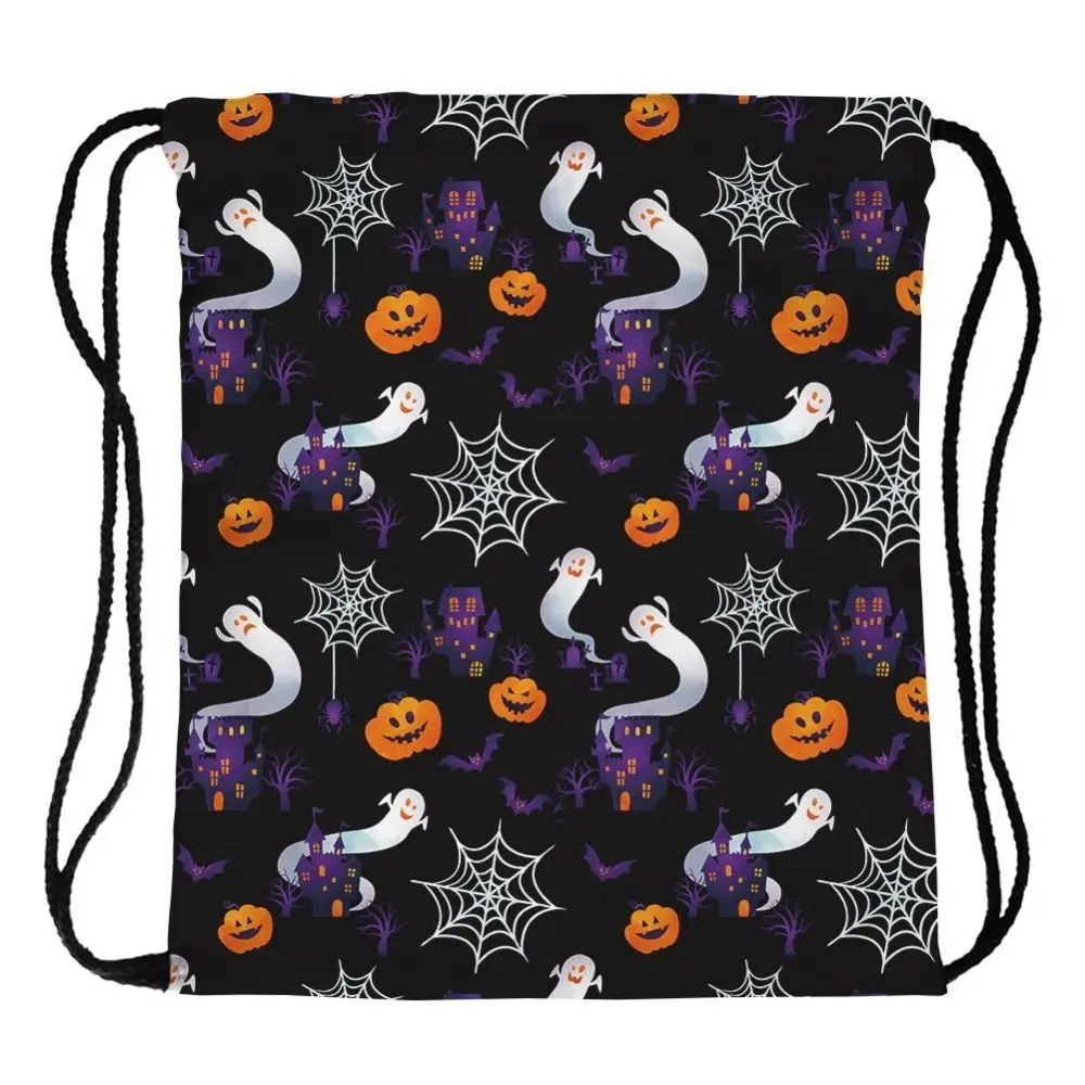 Stylish Creative Drawstring Bag Portable Foldable Halloween Backpacks Waterproof Cartoon Pumpkin School Bags Yoga