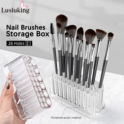 26 Holes Acrylic Nail Brushes Storage Holder Makeup Brushes Organizer Nail Tools Stand Storage Showing Shelf Pens Display Case