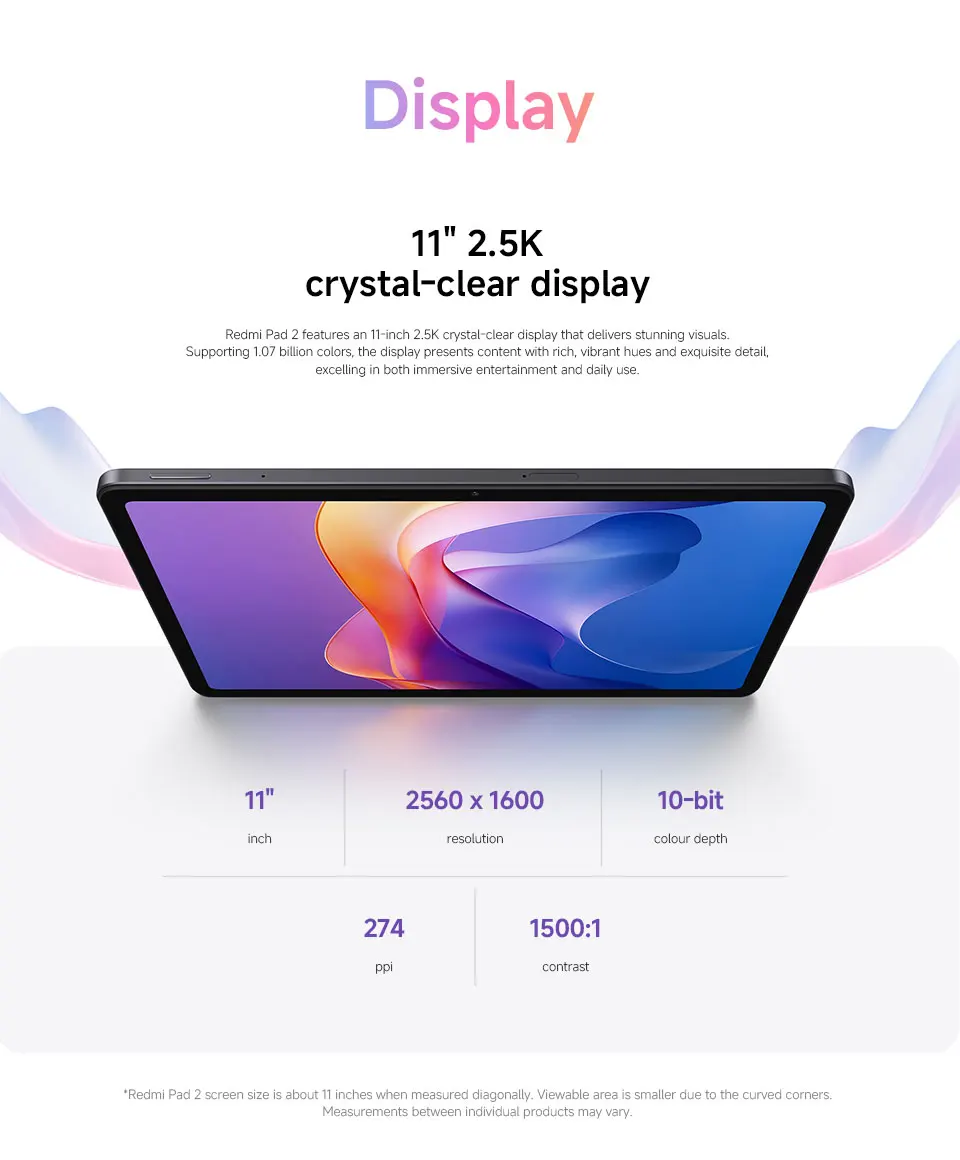 Global Version Xiaomi Redmi Pad 2 MTK Helio G100-Ultra 11' Display 18W Fast Charging 9000mAh Battery 90Hz Mi Tablet 8MP Camera