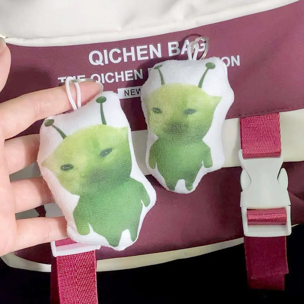 mème de chat alien, porte-clés extraterrestre, porte-clés mignon amusant de chat extraterrestre vert, pendentif de sac à dos pendentif vocal