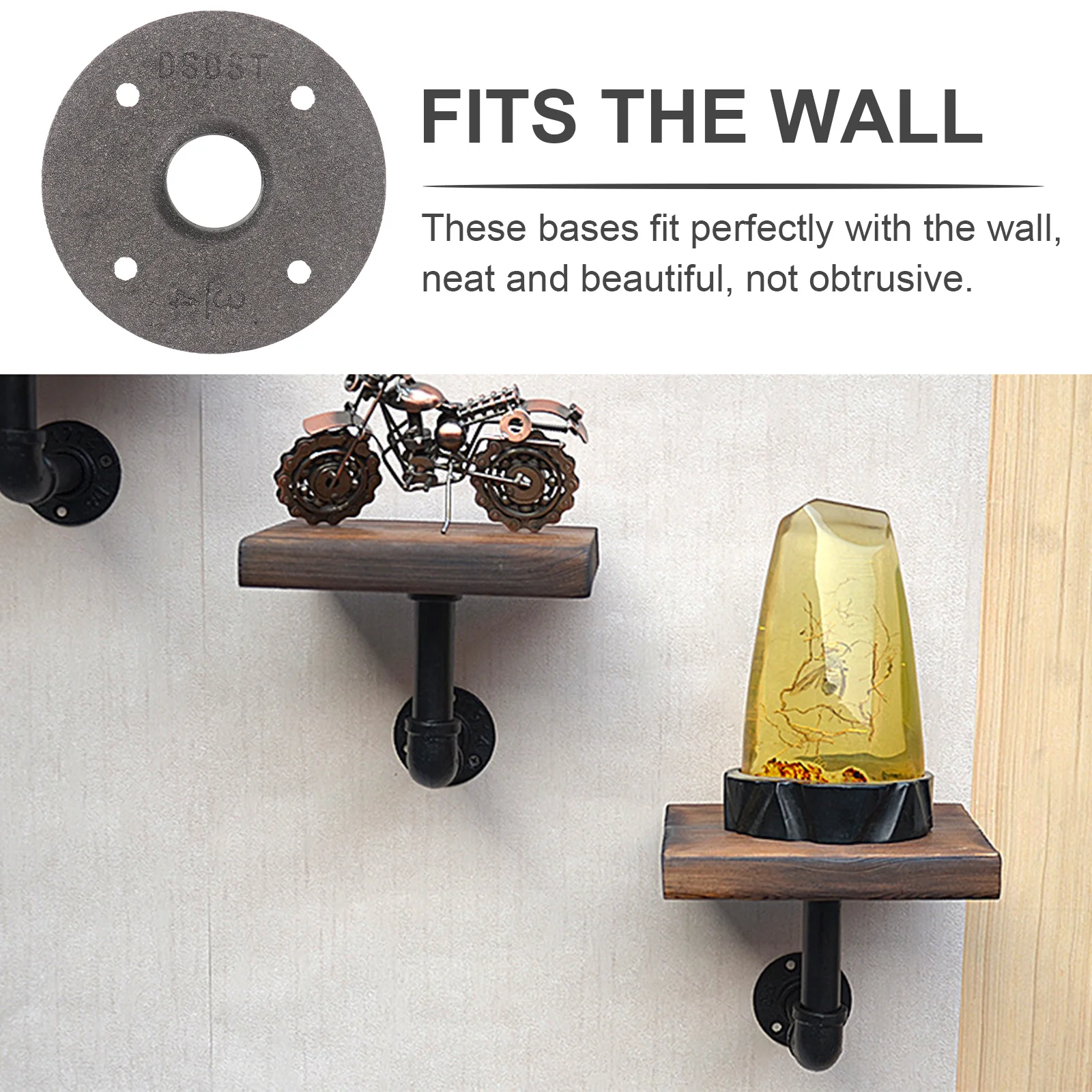 

2Pcs Vintage Malleable Threaded Floor Flange Premium Iron Pipe Fittings Wall Mounted Industrial Furniture Shelving Curtain Rails