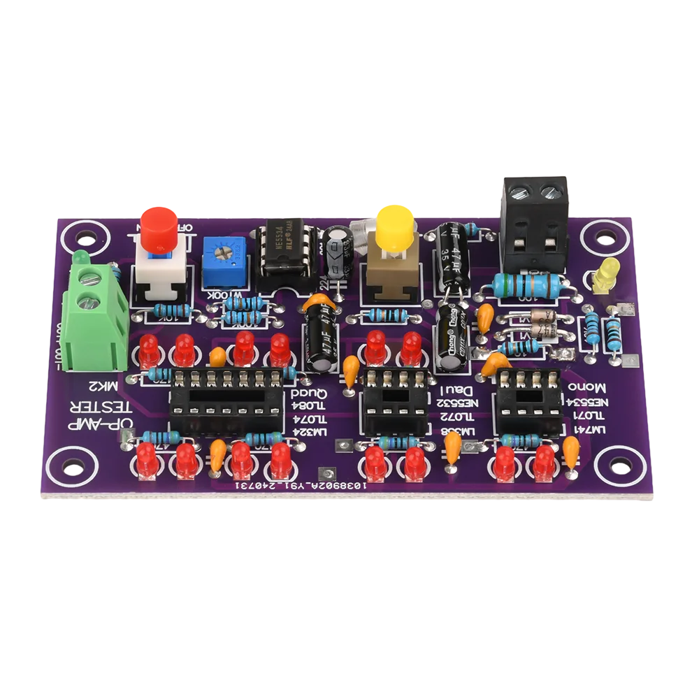 Tester amplificatore operazionale OPAMP DC 12V T2 con indicatore LED per modulo di test amplificatore operazionale singolo doppio quad