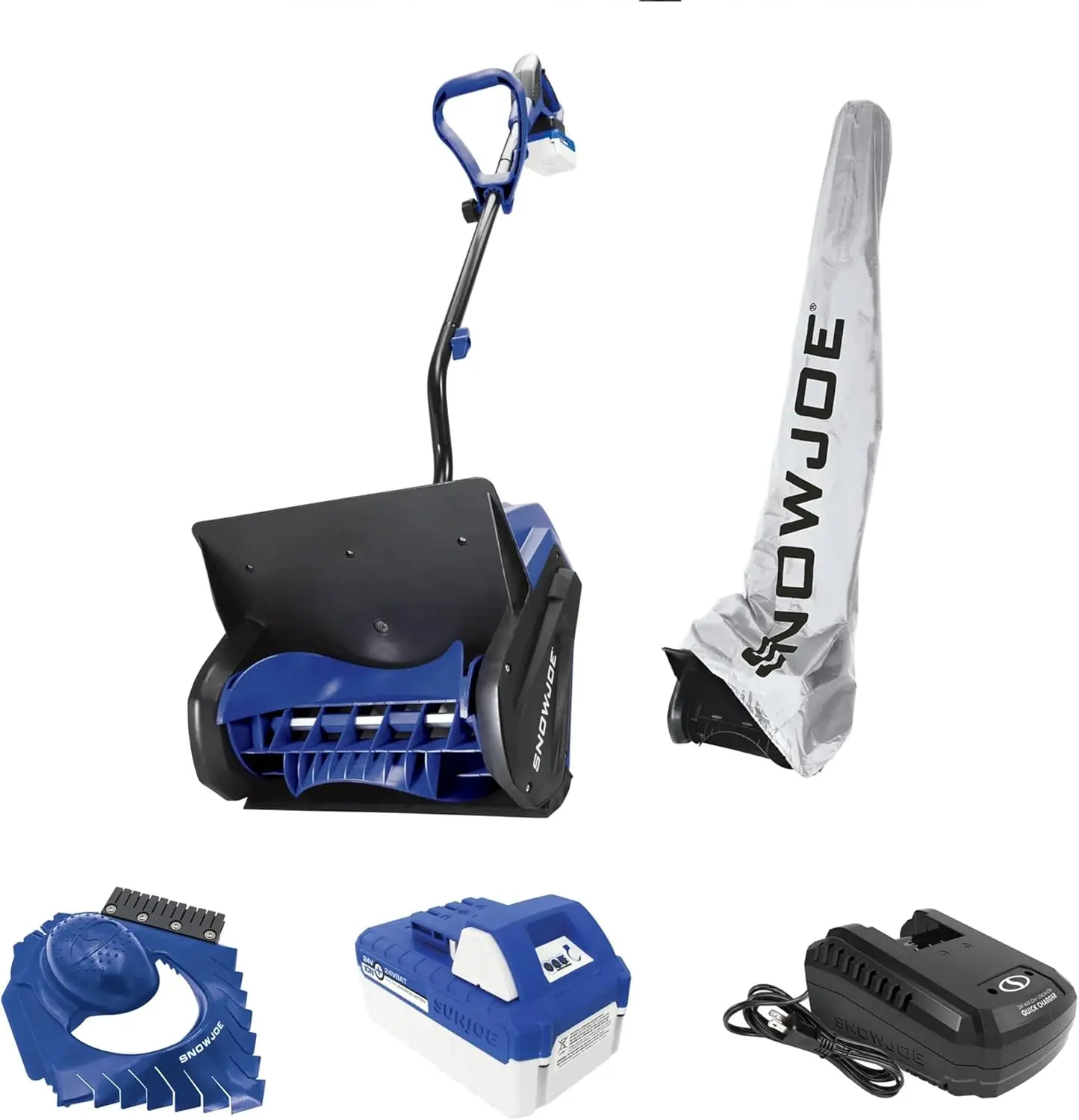 13-in Cordless Snow Shovel w/Cover, Scraper & Charger, 24V Battery, IONMAX, Blue