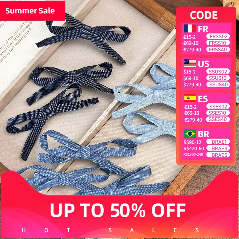

Simple Denim Bow Hair Clip Side Bangs Fashion Denim Bow Hair Accessories Hairpin and Clips 헤어핀 Claw Clip