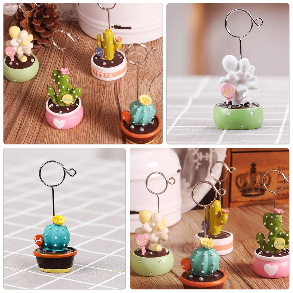 

3pcs Memo Place Note Paper Menu Clips Table Number Holders Cactus Shape Photo Folder Cards Clip Desktop Ornament For Wedding