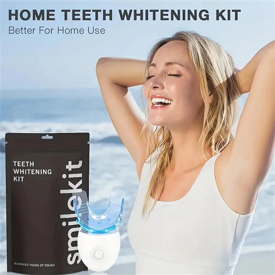 Juego de dispositivos de blanqueamiento inalámbrico para el hogar, limpieza efectiva de las manchas, incluida una pluma de gel blanqueadora con una tarjeta de color dental