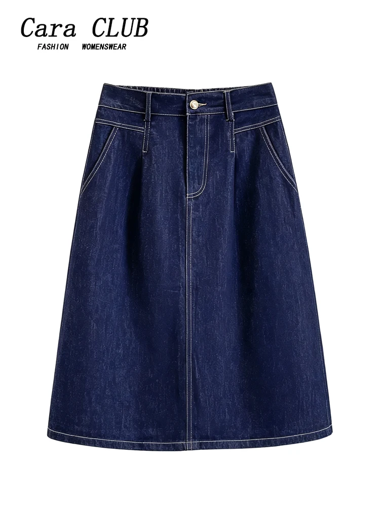 plus Size A-Line Denim  Skirt Women Summer Loose Fit Fashionable Casual High Waist Cotton Blend Skirt for Pear Shaped