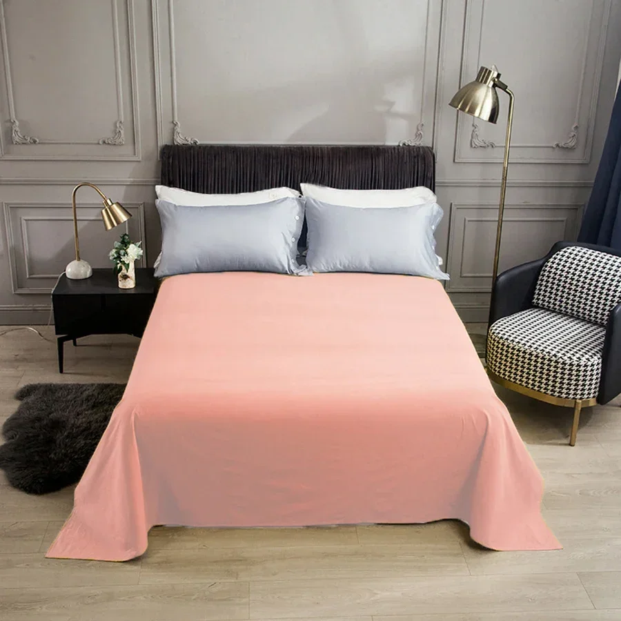 Pure Cotton Flat Bed Sheet Summer Bedspread Soft Bed Linens 2 People Couple Luxury Double Bed Bedding King Size Bedsheet