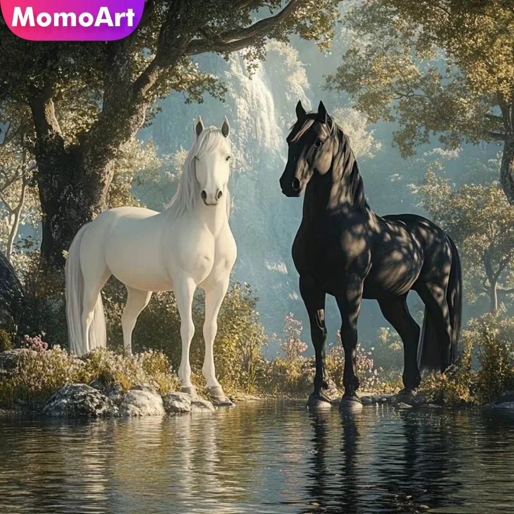 Momoart 5D DIY Diamant-Stickerei Pferd Tier-Malerei Neue Kollektion Diamant-Mosaik Fluss Geeignet für Anfänger Einzigartiges Geschenk