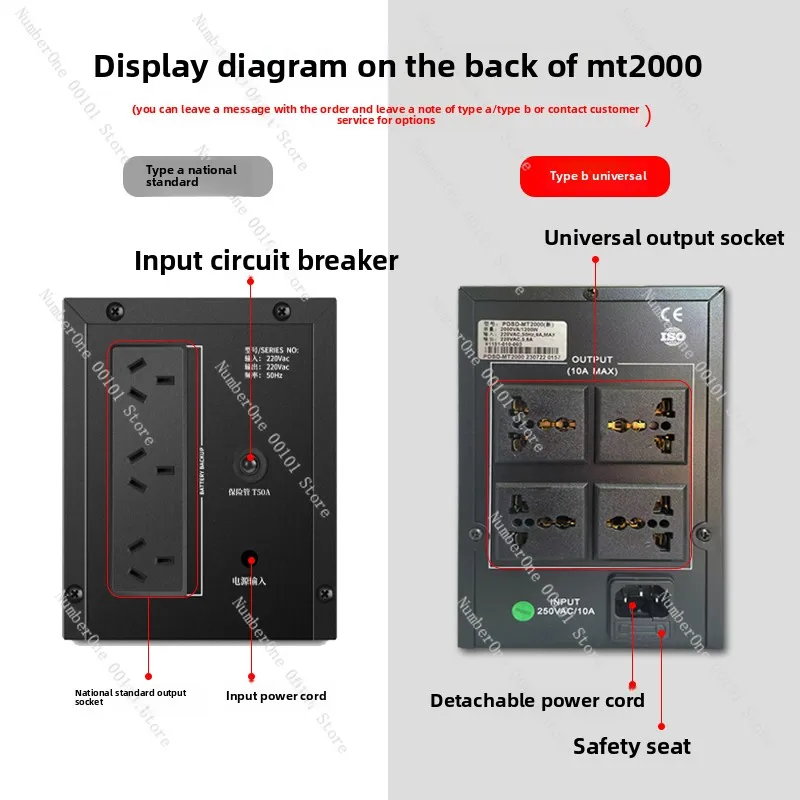 UPS مصدر طاقة غير منقطع 2KVA1200W جهد تنظيمي لمراقبة الكمبيوتر أمين الصندوق مصدر طاقة احتياطي مضاد للتعتيم #5