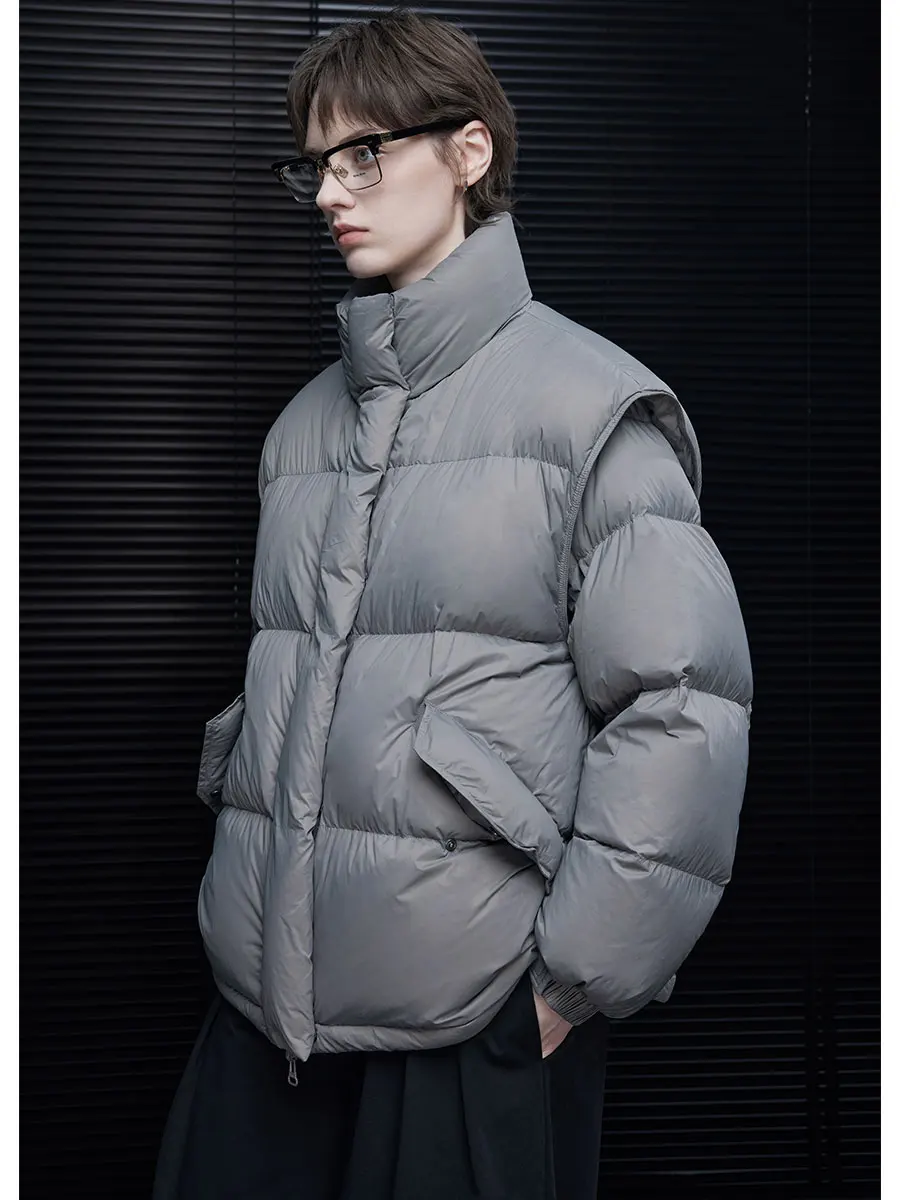 

ay Loose Straight Cut Women's down Jaet Outerwear Faionable Design Street Sle 90% down Fill Warm Thiened Zipper Clo...