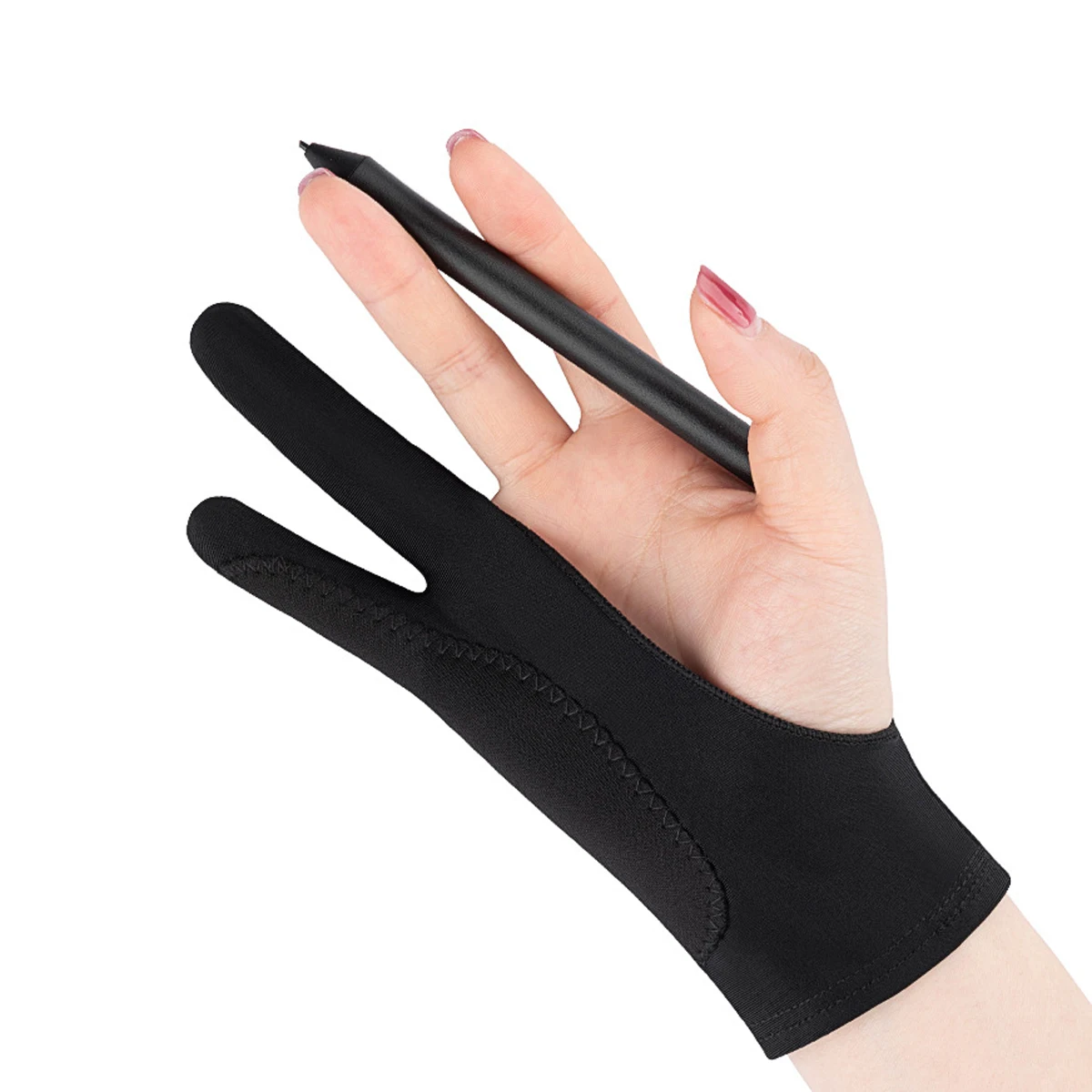 2-Finger Drawing Glove, Black Anti-Fouling Anti-Smudge Glove for Digital Art, Sketching, and Drawing