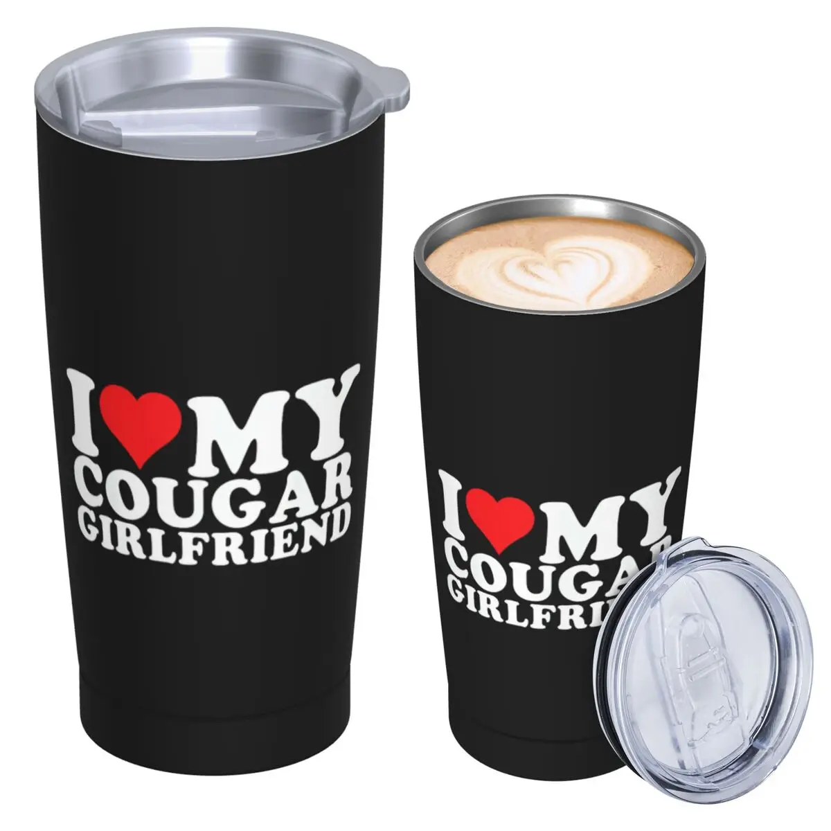 I Love My Hot Cougar Girlfriend Stainless Steel Tumbler Vacuum Insulated Mugs Thermal Cold Bottle Straws With Lid 20oz