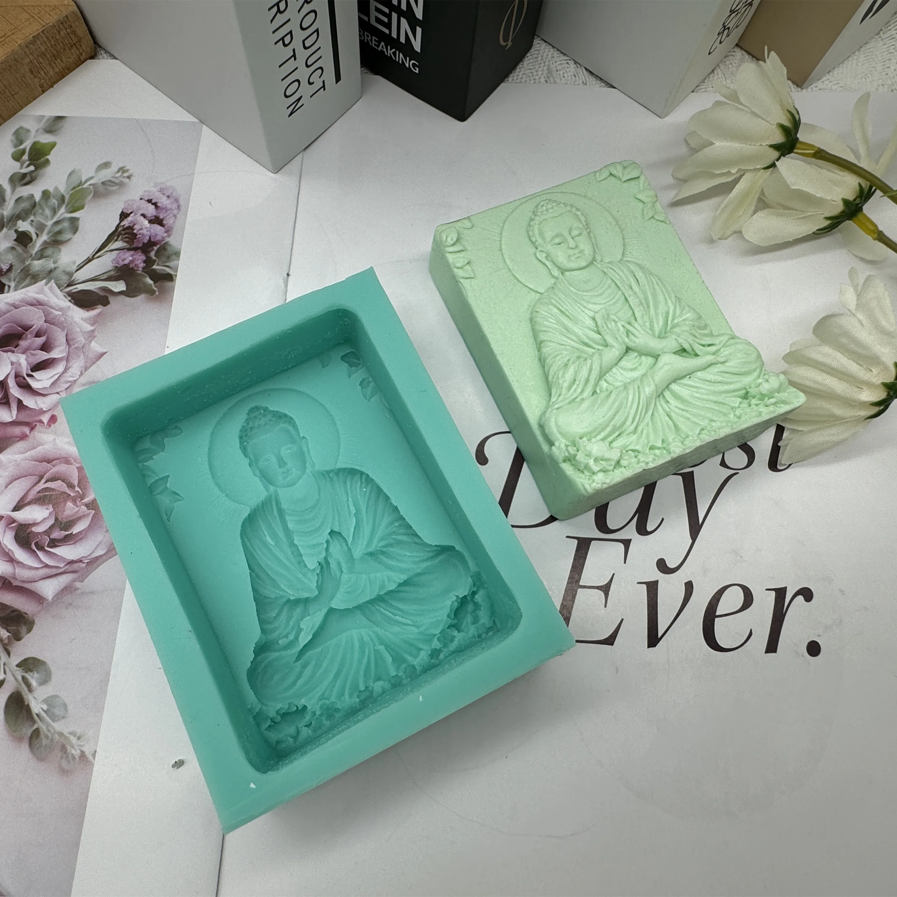 Buddha Relief Soap Mold,Avalokitesvara Handcrafted Candle Wax Molds, Buddha Silicone Mould for Aroma Plaster Resin Decorations