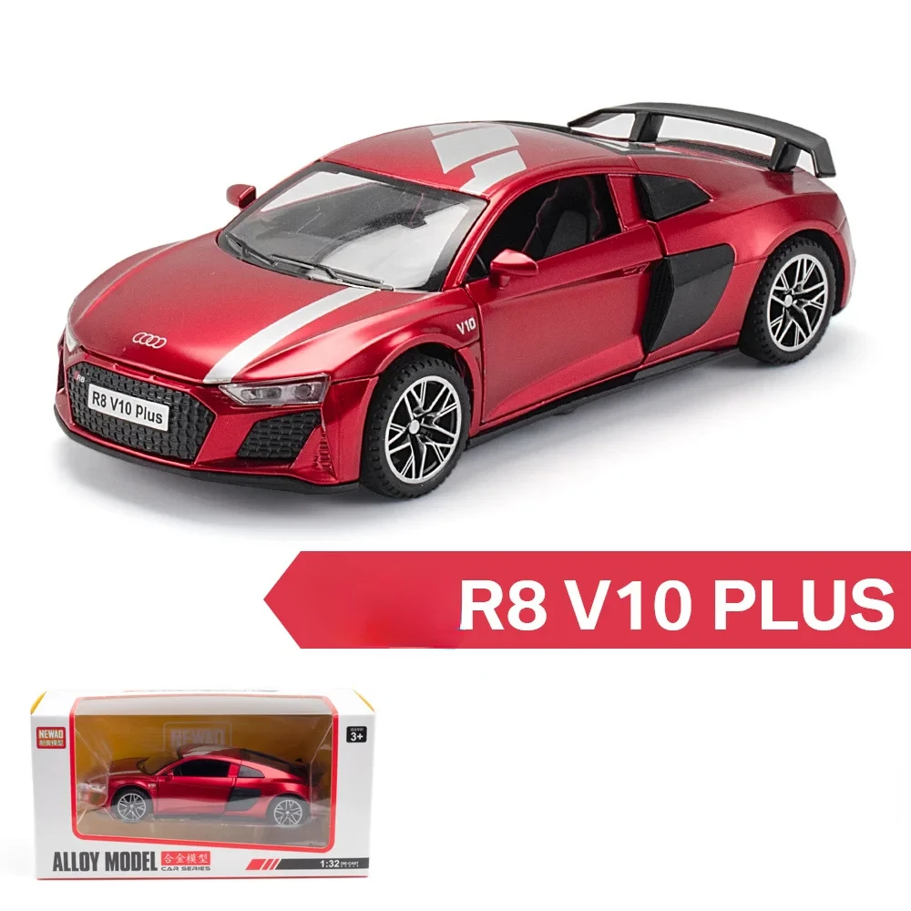 1:32 R8 V10 Plus Supercar Legierung Auto Modell Druck Druck Metall Spielzeug auto Sound Und Licht Zurückziehen Simitation Sammlung Geschenke F406