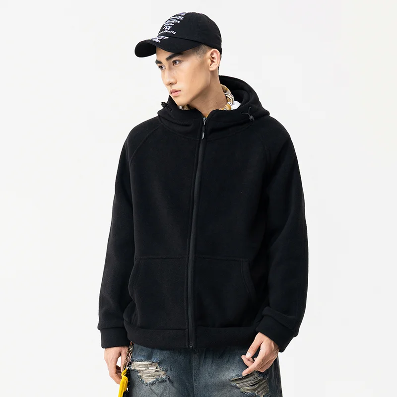 

Hooded Fleece Jacket Men's Jacket Casual Sweatshirt Loose Top