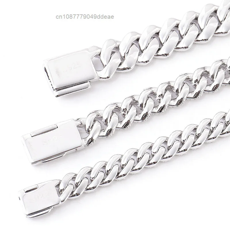 

Factory Wholesale 10mm VVS Moissanite Diamond Ice Out Cuban Link Chain Pass Diamond Tester 925 Sterling Silver Gold