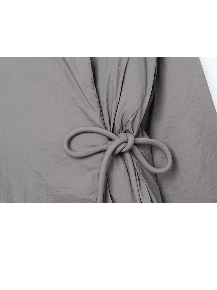 HH Donna Inverno Solido Maniche Lunghe Decorazione Con Lacci Stile Kimono Giacca di Cotone Moda Femminile Versatile Casual Cappotto in 3 Colori