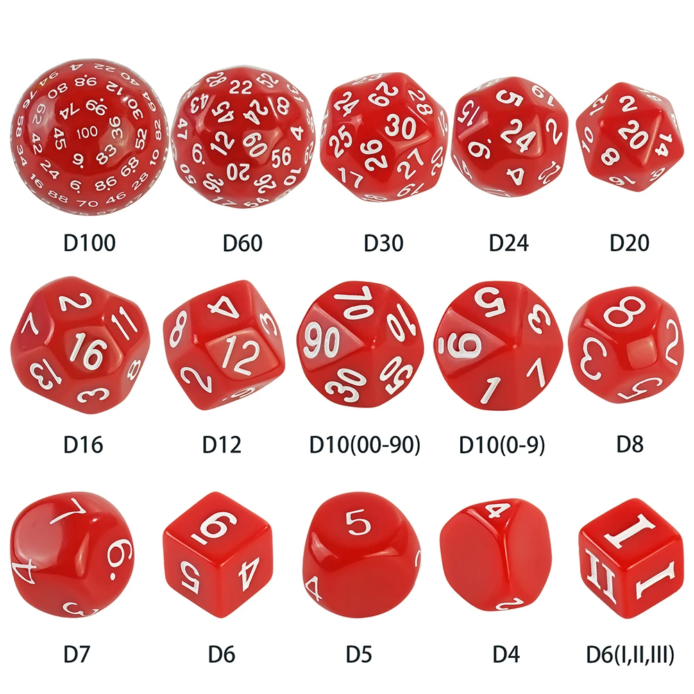 Polyhedral Dice Set DND Cubes POP D3-D100 Acrylic Dice Sets 15 Pcs For Gift DND Game RPG Board Game Accessories